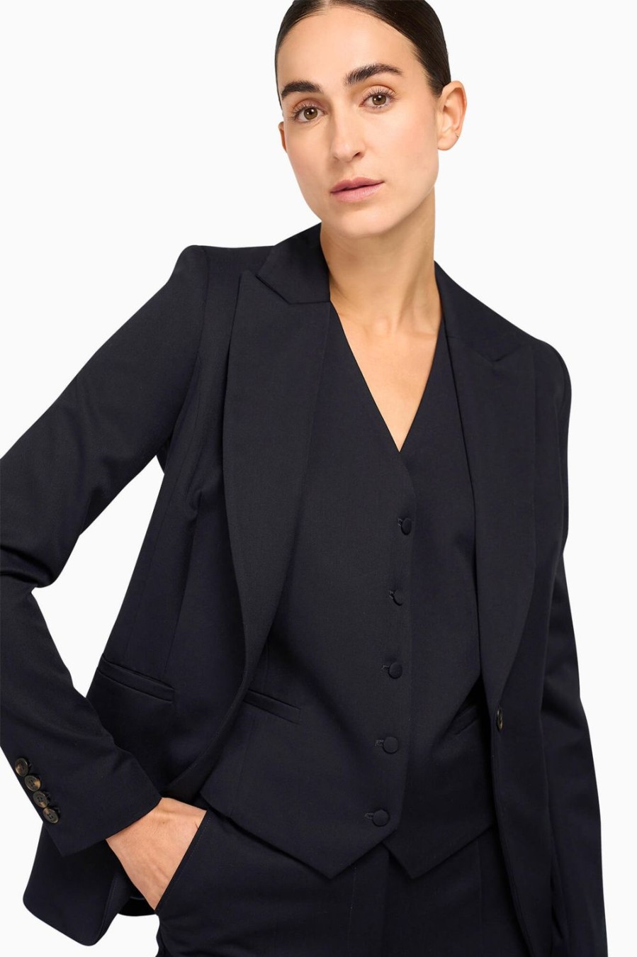 Clearance JANICE Blazer Dames Getailleerd Luke Navy Blue