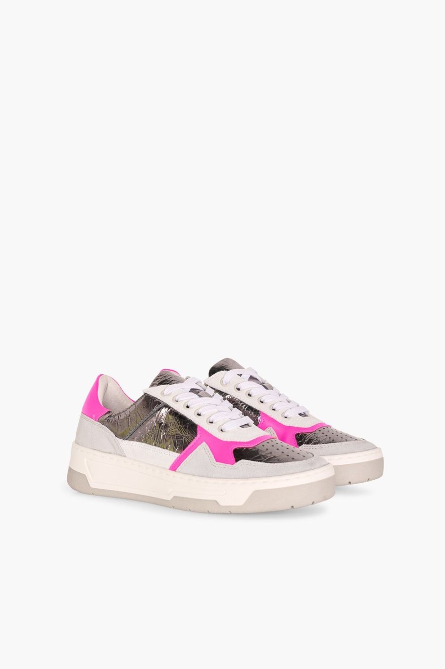 Online JANICE Sneakers Dames Leer Duncan Grijs Roze