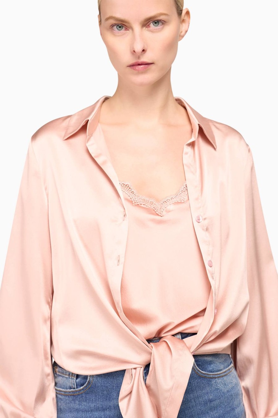 New JANICE Zijden Blouse Dames Bobby Roze