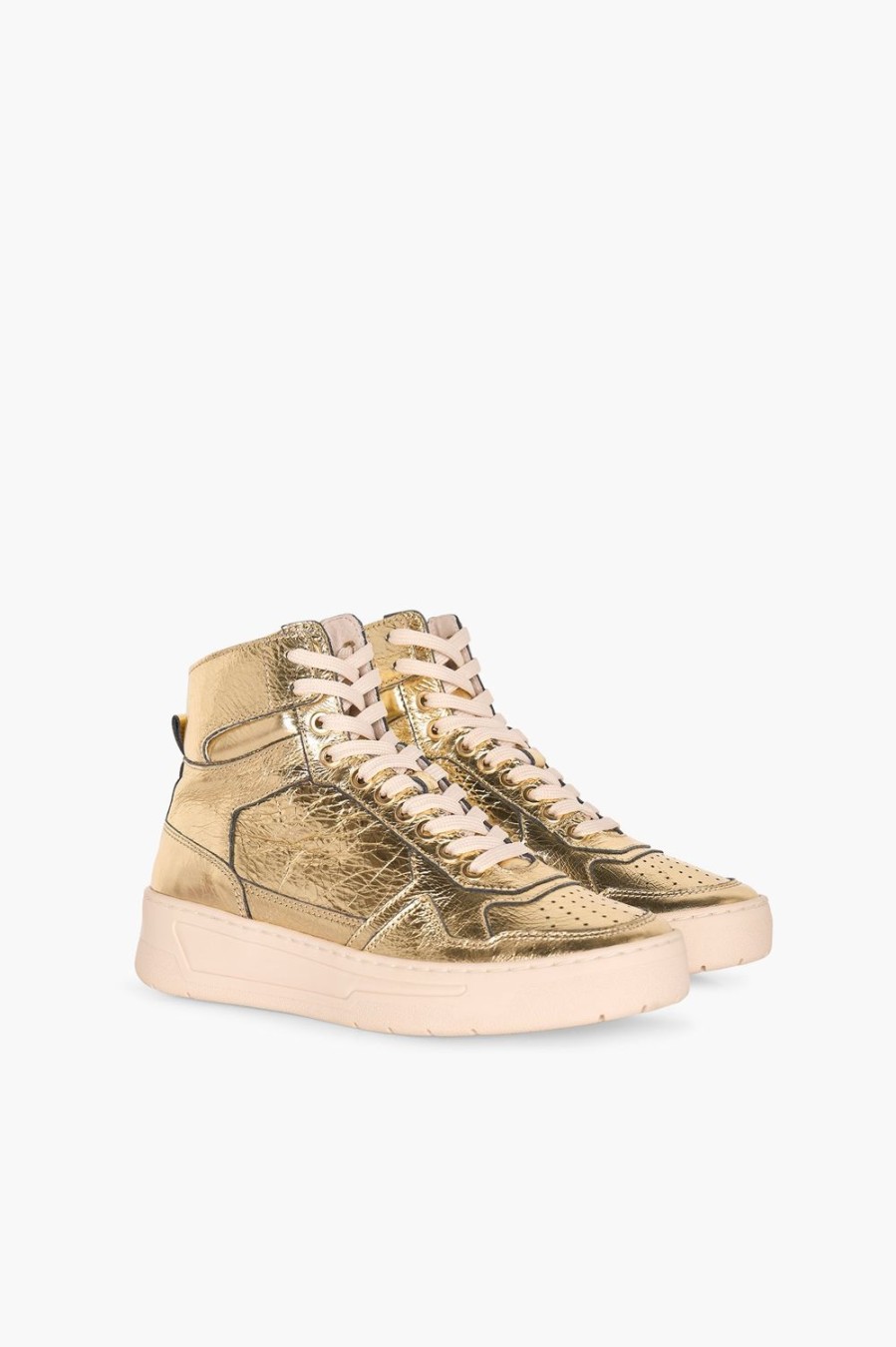 Best JANICE Sneakers High Top Dames Leer Duncan Goud