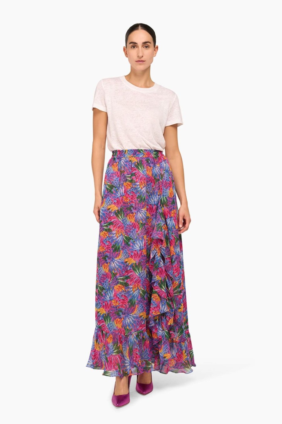 Online JANICE Rok Ruffles Print Viscose Lenny Bloemen