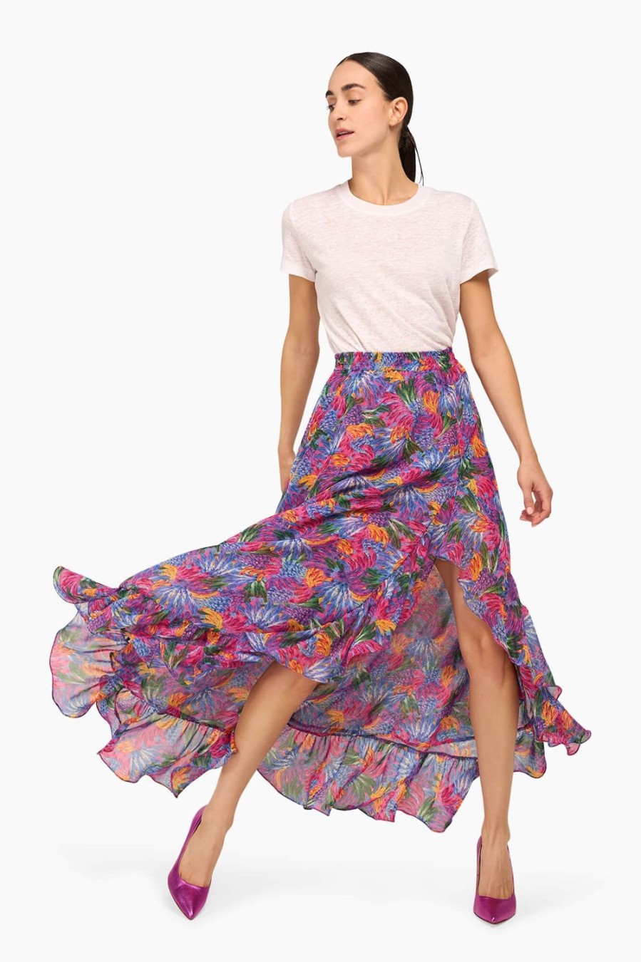 Online JANICE Rok Ruffles Print Viscose Lenny Bloemen