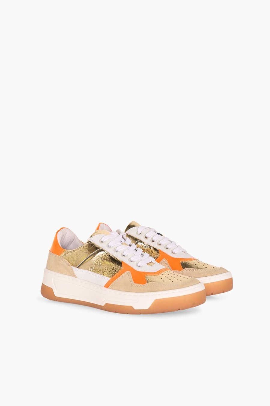 Wholesale JANICE Sneakers Dames Leer Duncan Goud Oranje