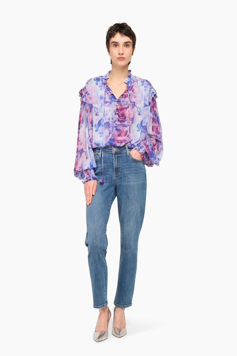 Hot JANICE Blouse Dames Brent Print Lila