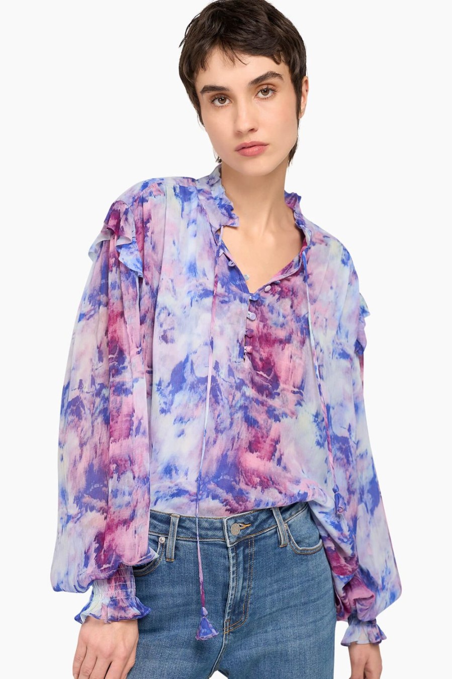 Hot JANICE Blouse Dames Brent Print Lila