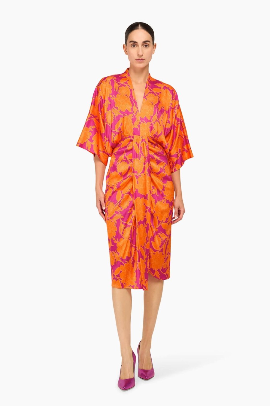 Best JANICE Jurk Print Viscose Stretch Jesse Roze Oranje