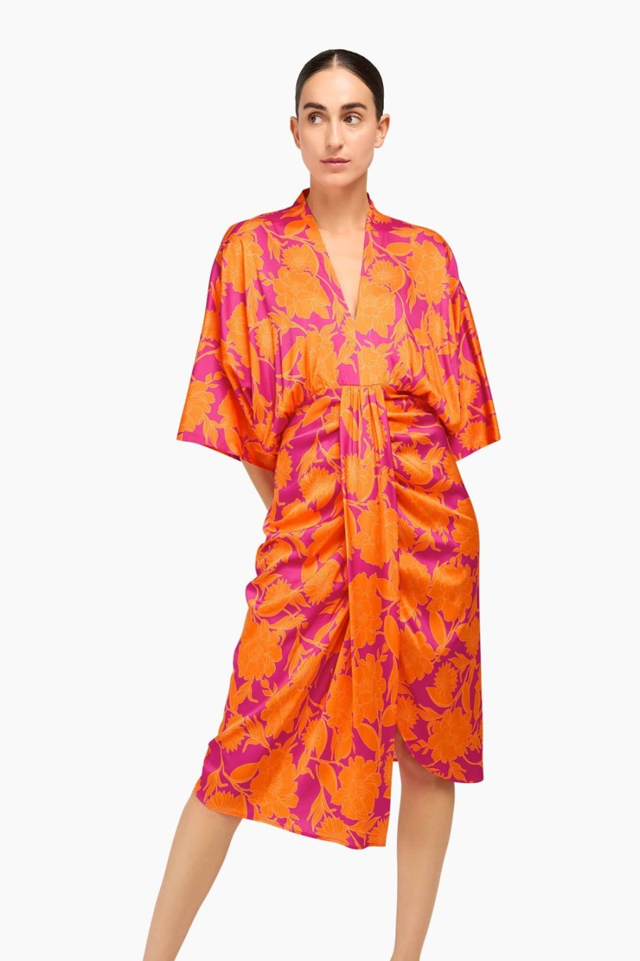 Best JANICE Jurk Print Viscose Stretch Jesse Roze Oranje