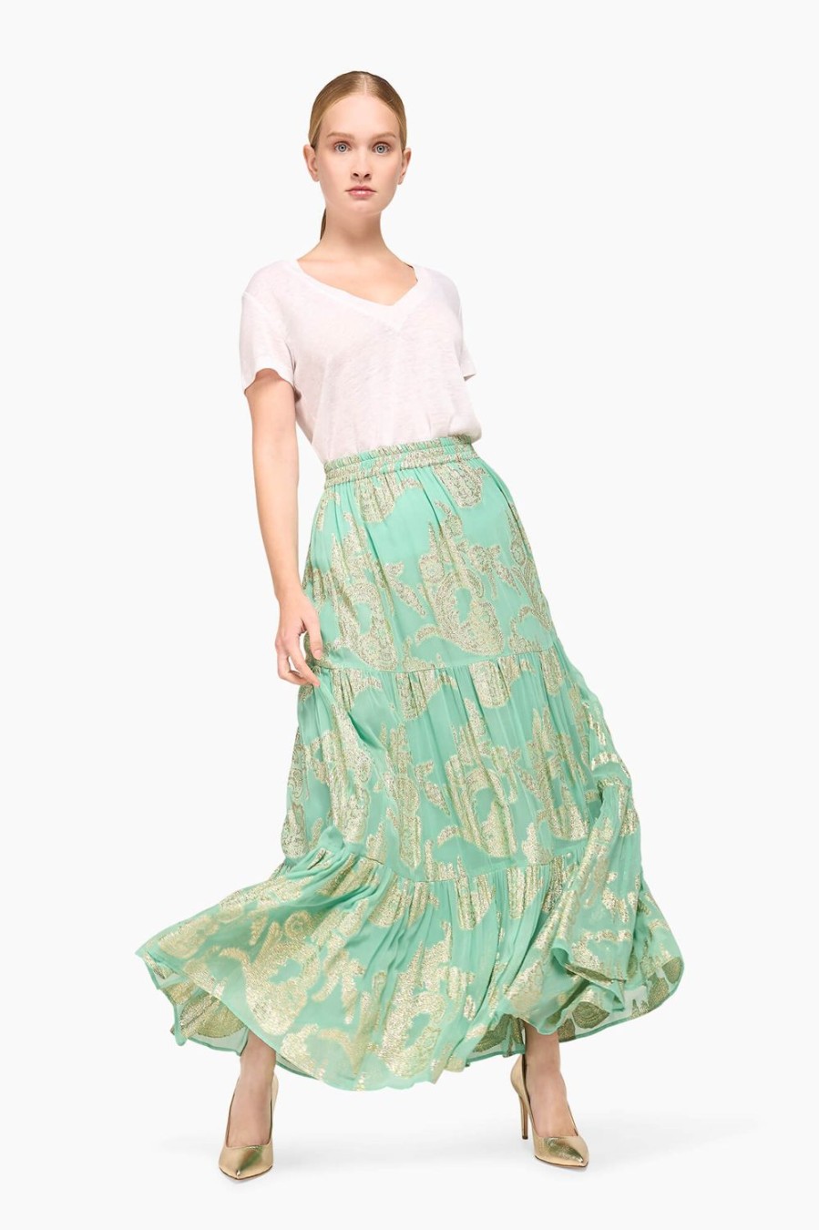 Clearance JANICE Rok Lang Viscose Lurex Ezra Mint