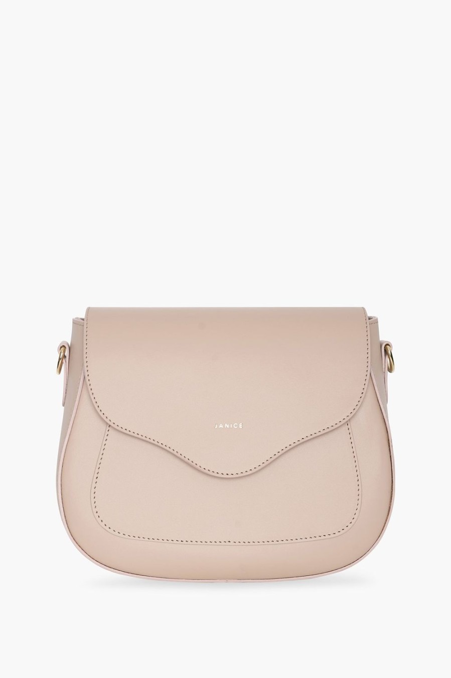 New JANICE Leren Crossbody Dames Nixon Poeder Beige