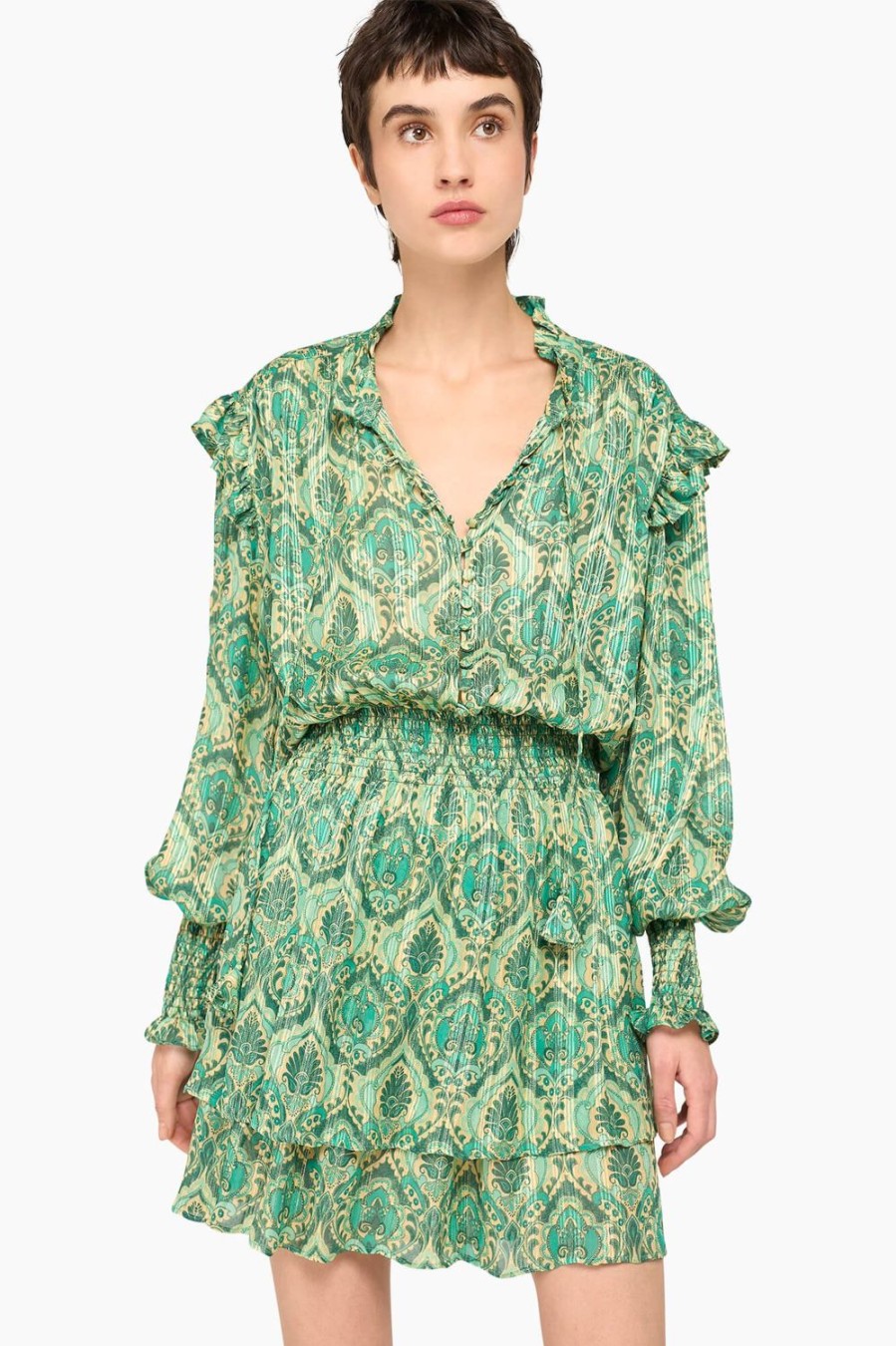 Hot JANICE Jurkje Print Viscose Ari Groen