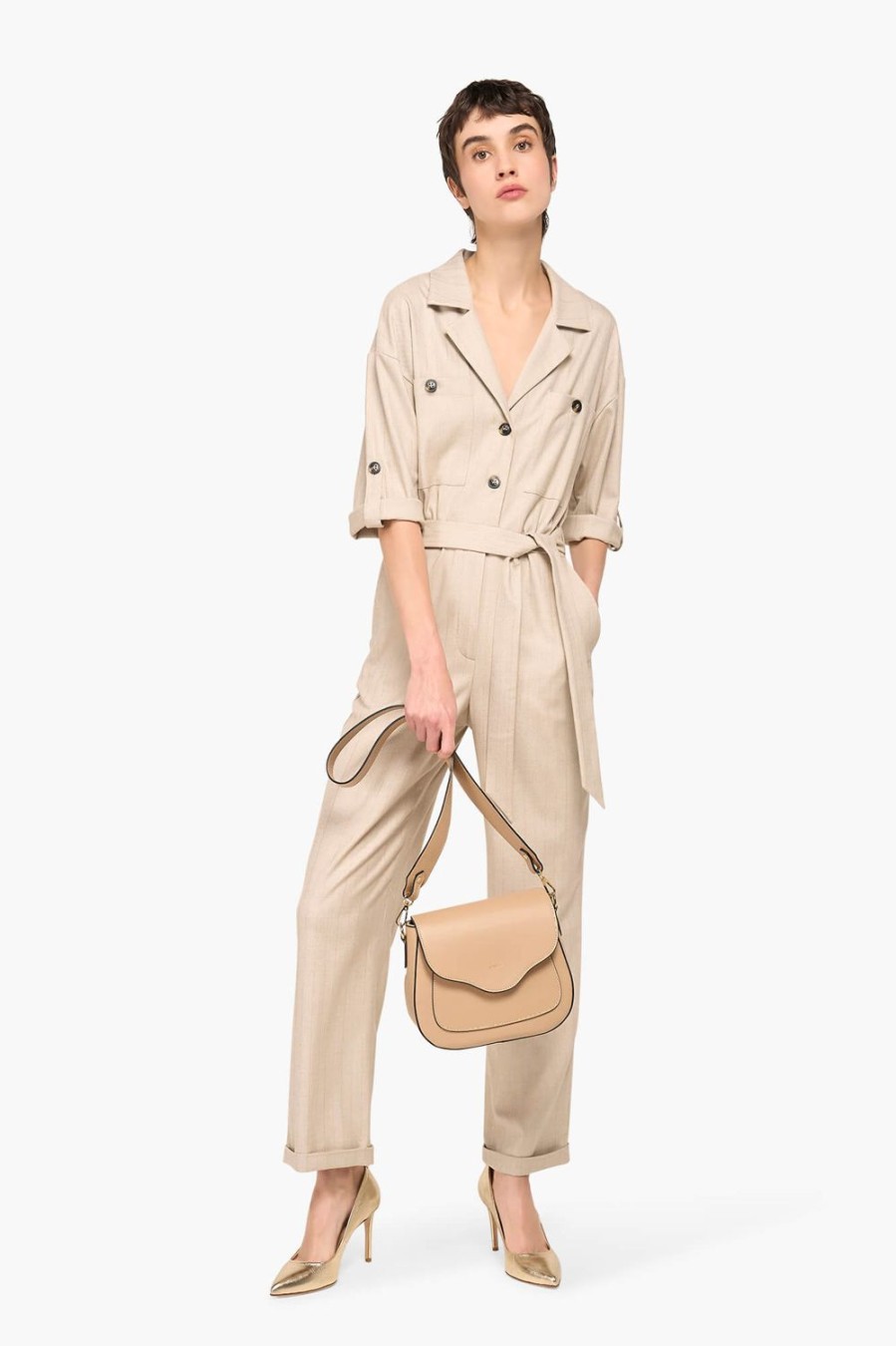 Hot JANICE Jumpsuit Dames London Beige Lurex