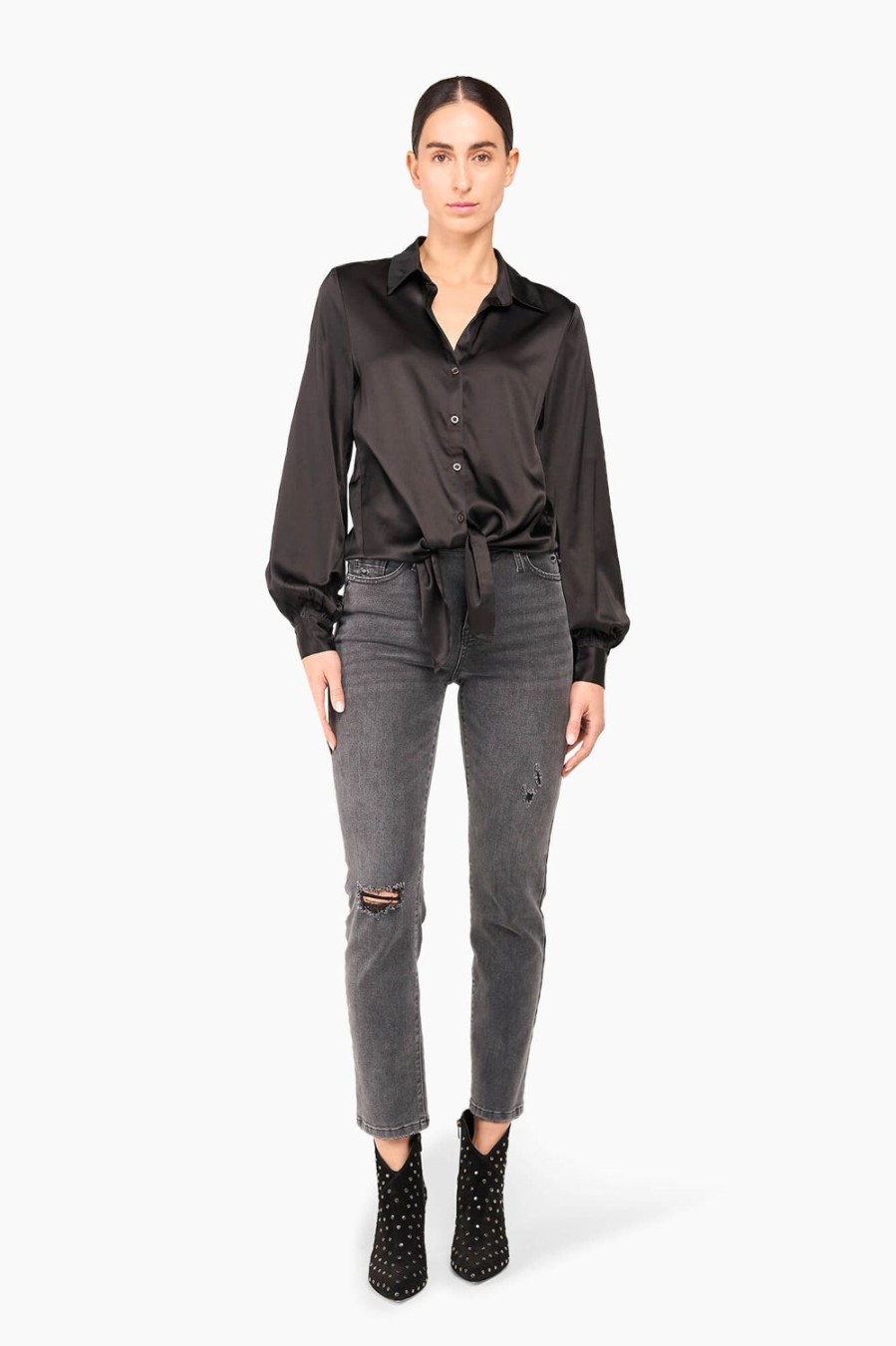 New JANICE Zijden Blouse Dames Bobby Zwart