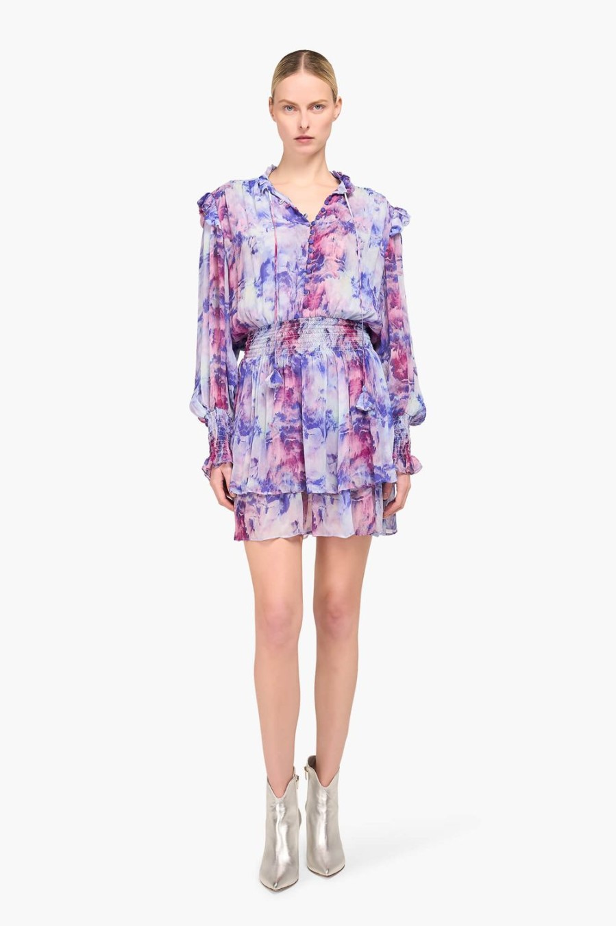 Clearance JANICE Jurkje Print Viscose Ari Lila