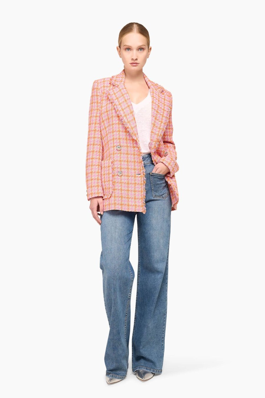 Clearance JANICE Blazer Dames Knopen Martin Tweed Oranje