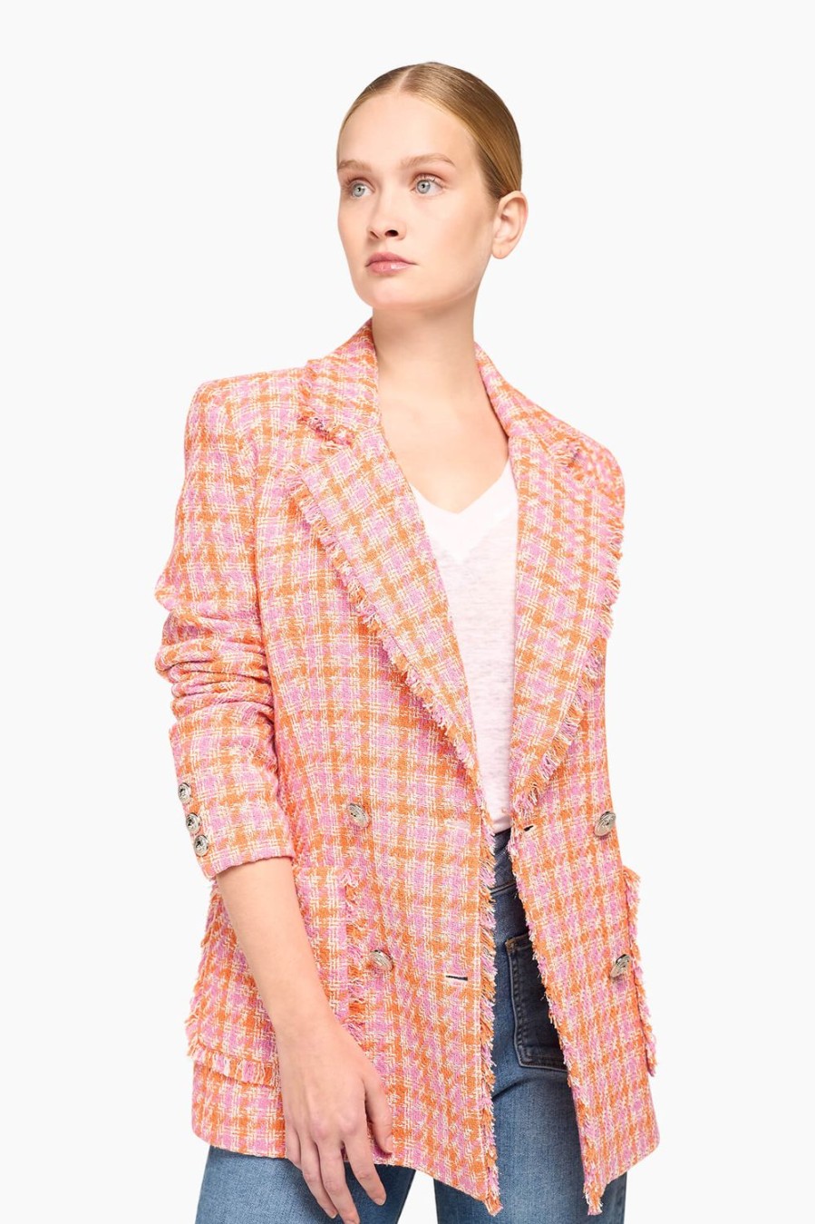 Clearance JANICE Blazer Dames Knopen Martin Tweed Oranje