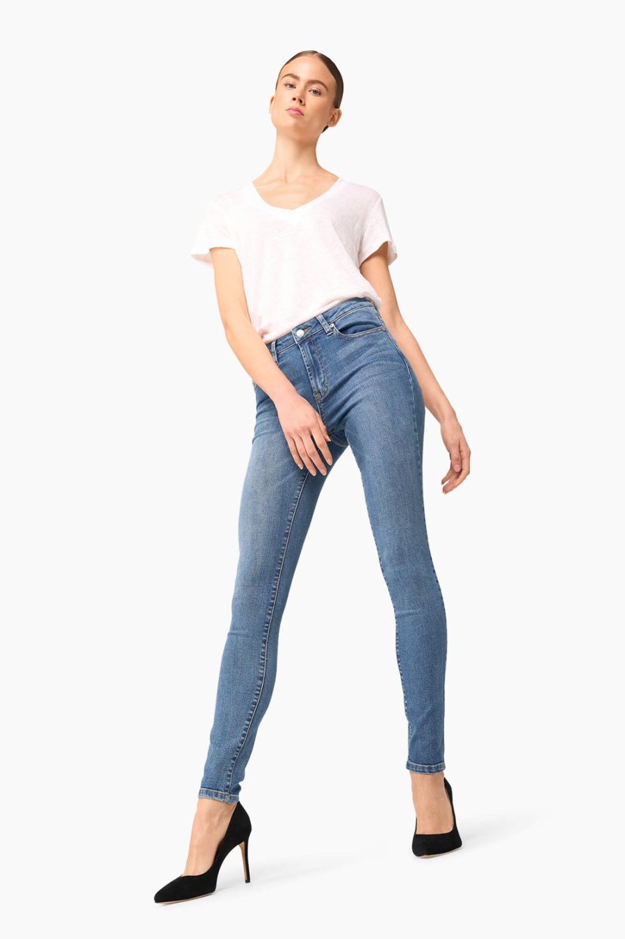 Clearance JANICE High Rise Skinny Jeans Dames Rocket Blue 405