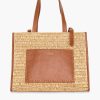 Best JANICE Tas Raffia Leer Leo Naturel Beige Medium